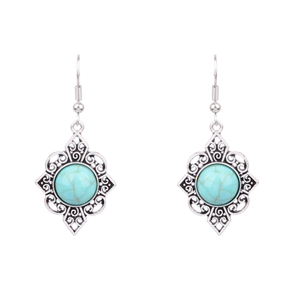 Wholesale Turquoise Bohemian Tassel Geometric Alloy Vintage Earrings